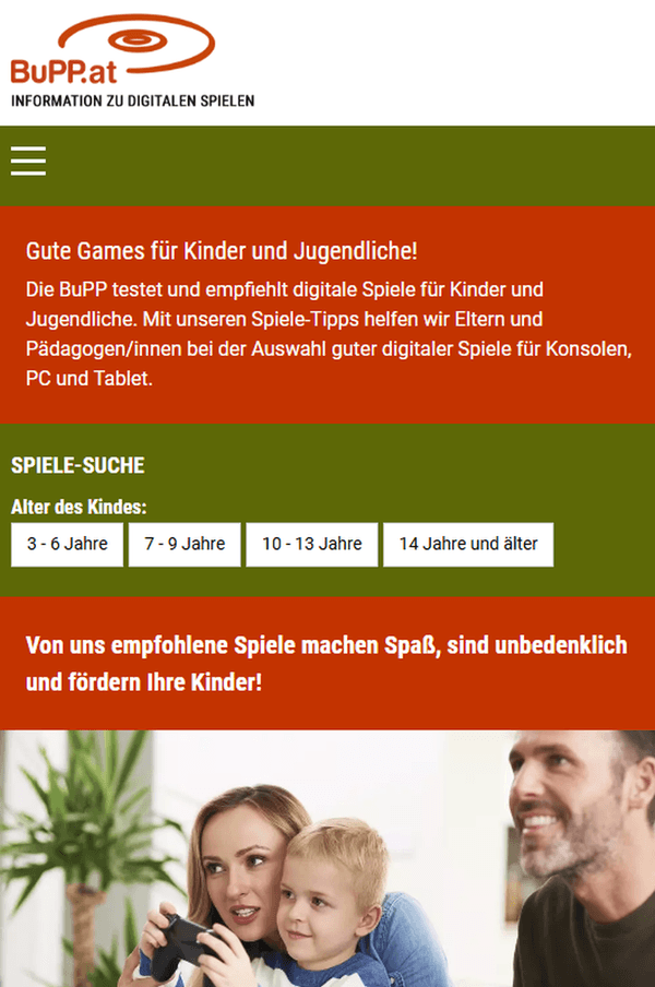 Ansicht der Website bupp.at